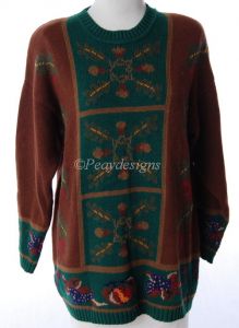 Ugly Tacky Sweater FALL THANKSGIVING Adult Sz S